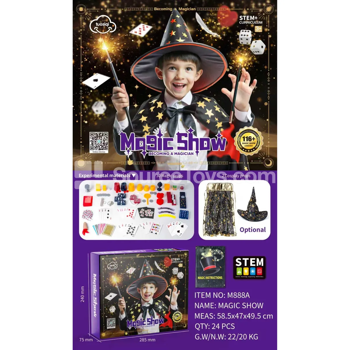 32 Magic Trick Set with Cape and Hat