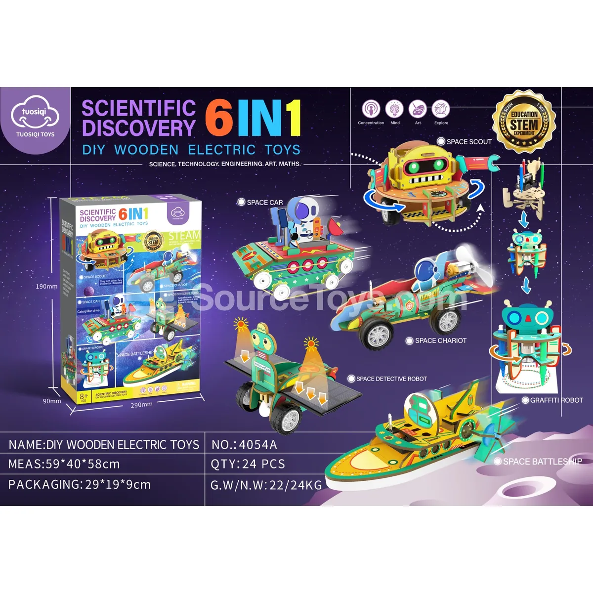 Space-Themed Wood DIY 6-in-1 Electric Kit Space-Themed Wood DIY 6-in-1 Electric Kit