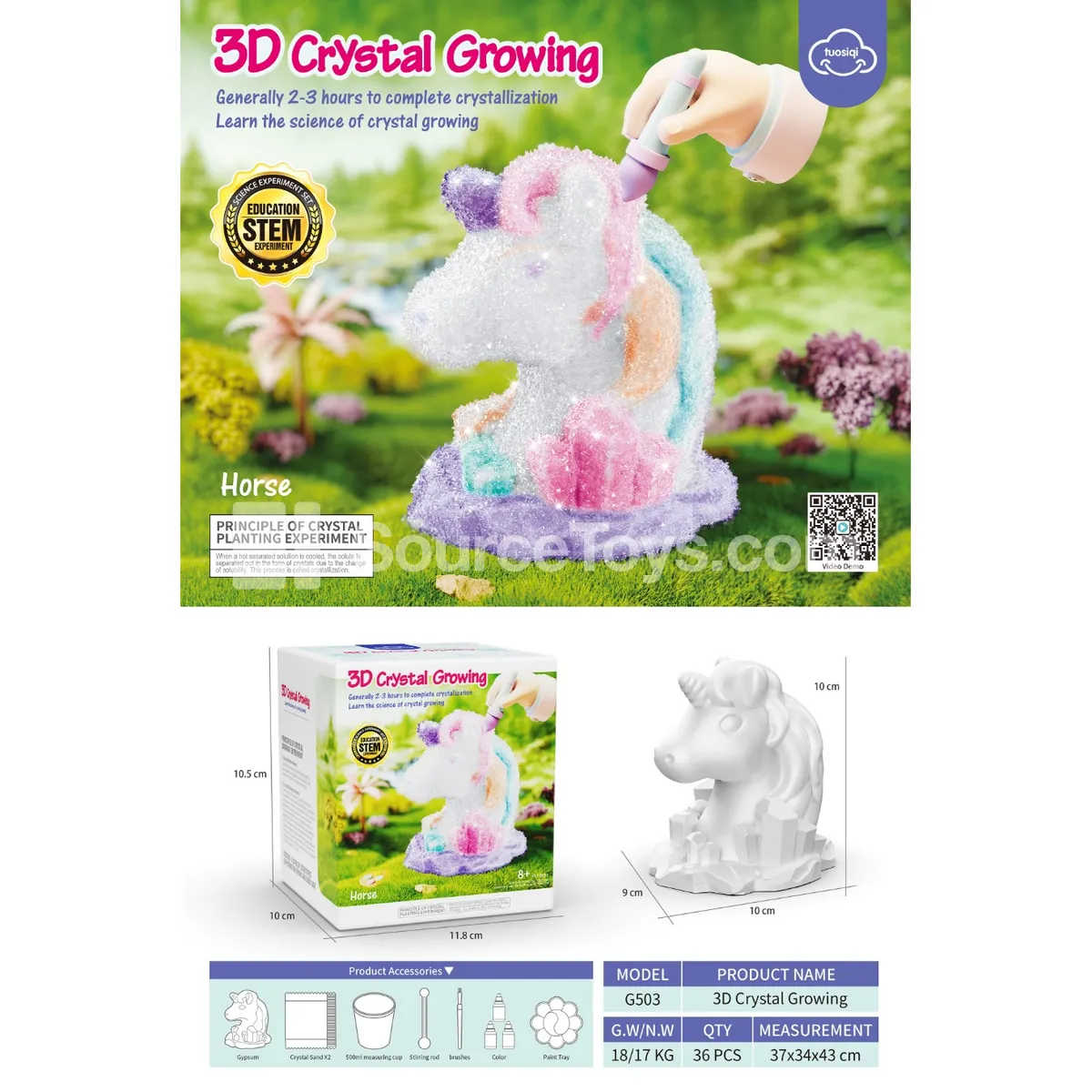 3D Crystal Growing Unicorn 3D Crystal Growing Unicorn