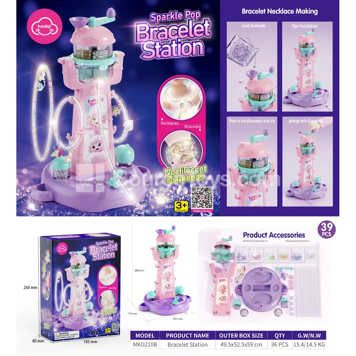 Glow-in-the-Dark Unicorn Bracelet Bead Craft Station