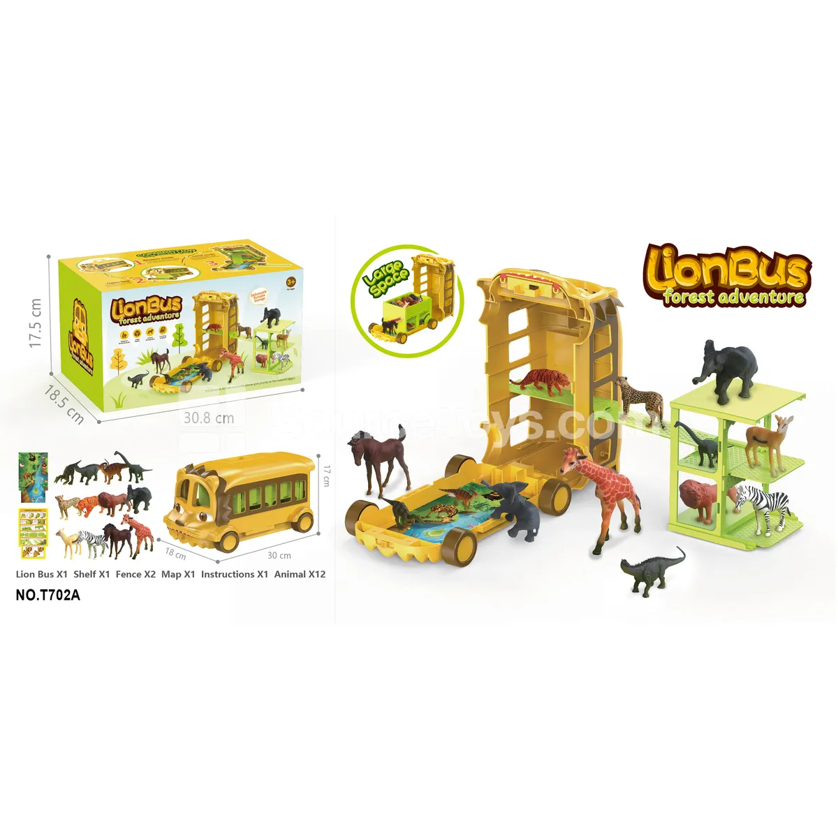 Animal Safari Lion Bus with 12 Animals