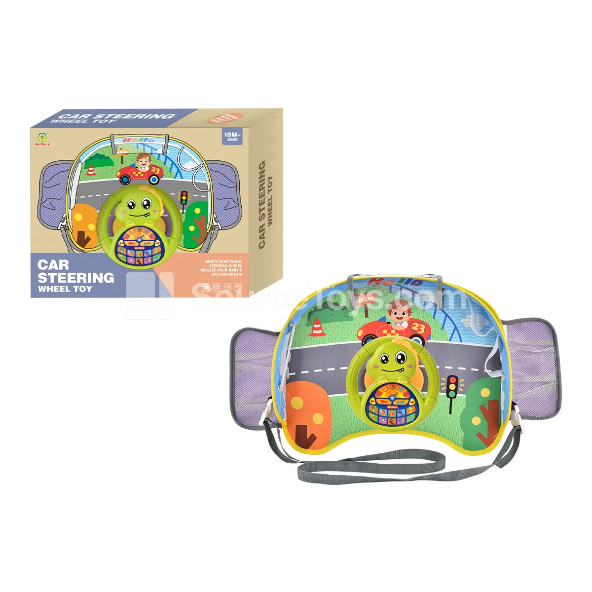 Dinosaur-Themed Car Seat Tray Steering Wheel