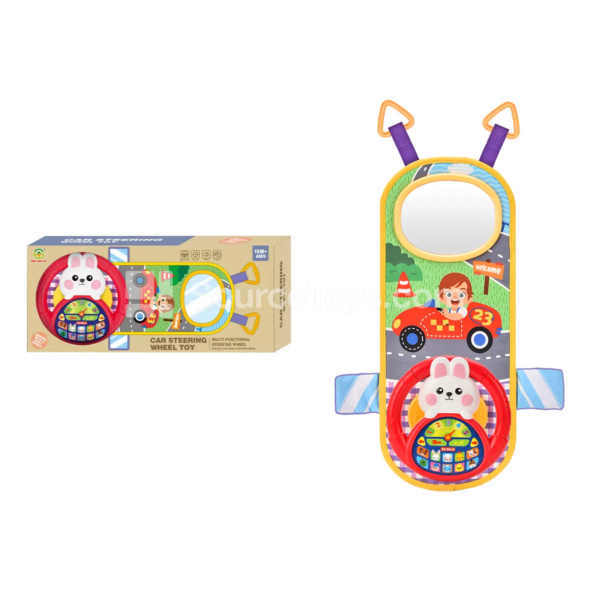 White Rabbit Style Fabric Steering Wheel Toy