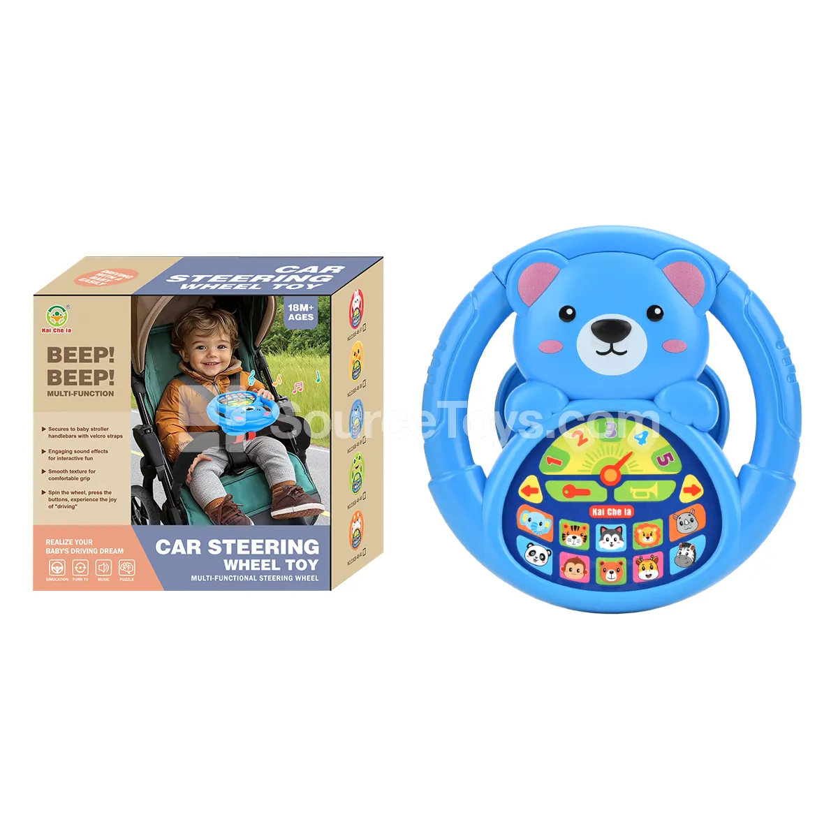 Bear Pushchair Steering Wheel Learning Toy