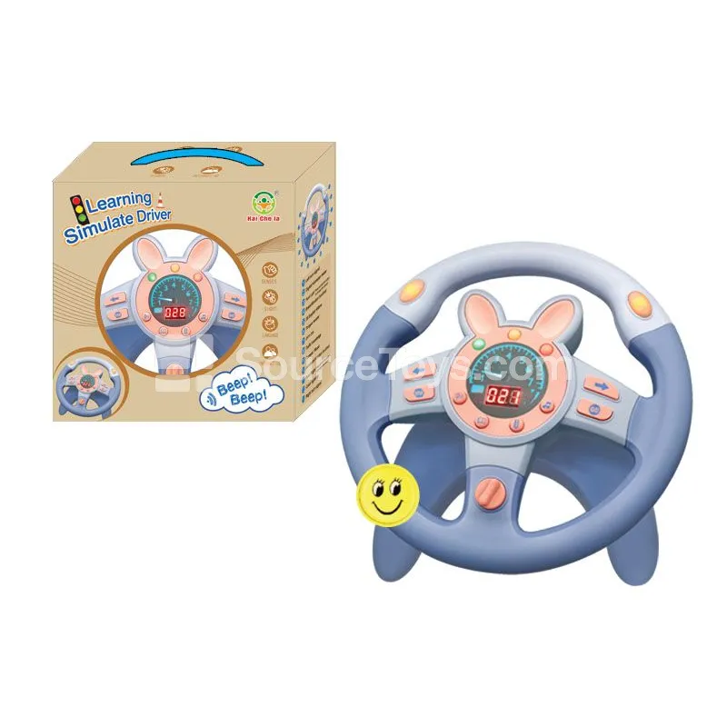 Vinyl Bunny Steering Wheel Toy with 360° Rotation (Mist Blue)