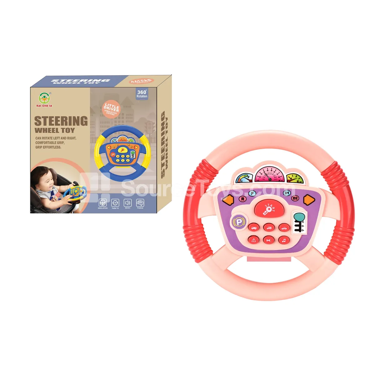 Steering Wheel Ride-On with 360° Rotation (Hot Pink) Steering Wheel Ride-On with 360° Rotation (Hot Pink)