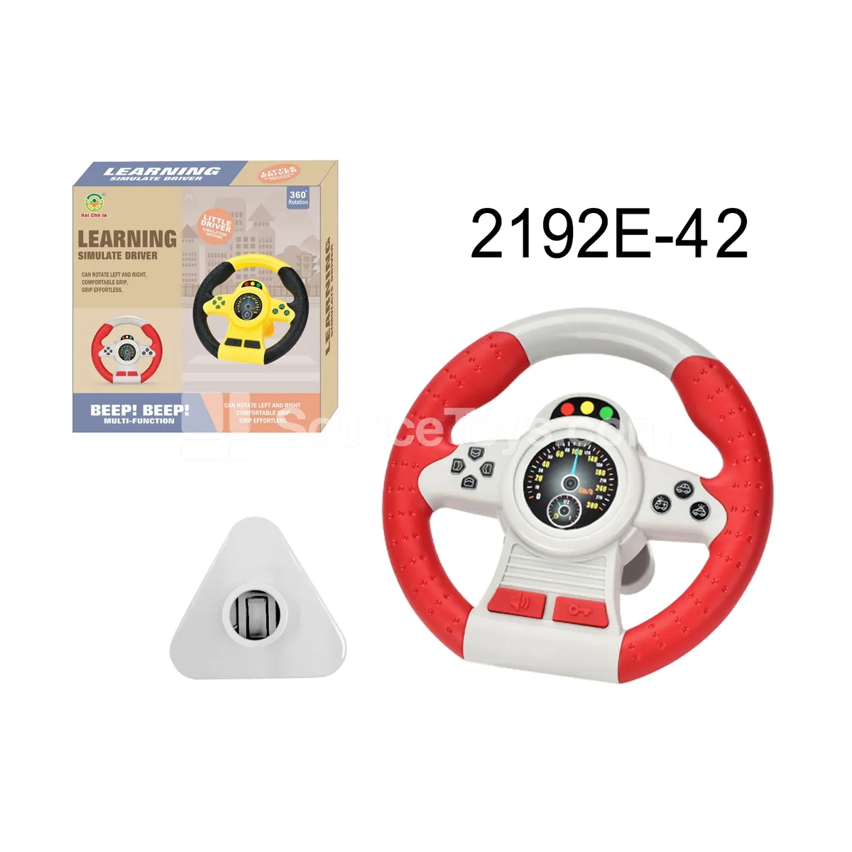 Red 360° Rotating Steering Wheel with Sound Effects Red 360° Rotating Steering Wheel with Sound Effects