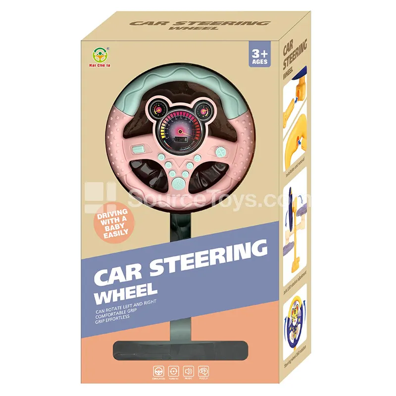 Standing Steering Wheel Toy Cartoon Simulation Pink Standing Steering Wheel Toy Cartoon Simulation Pink