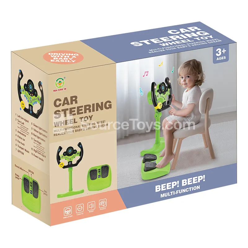 Steering Wheel Racing Car Pedal Driving Standalone Set Green