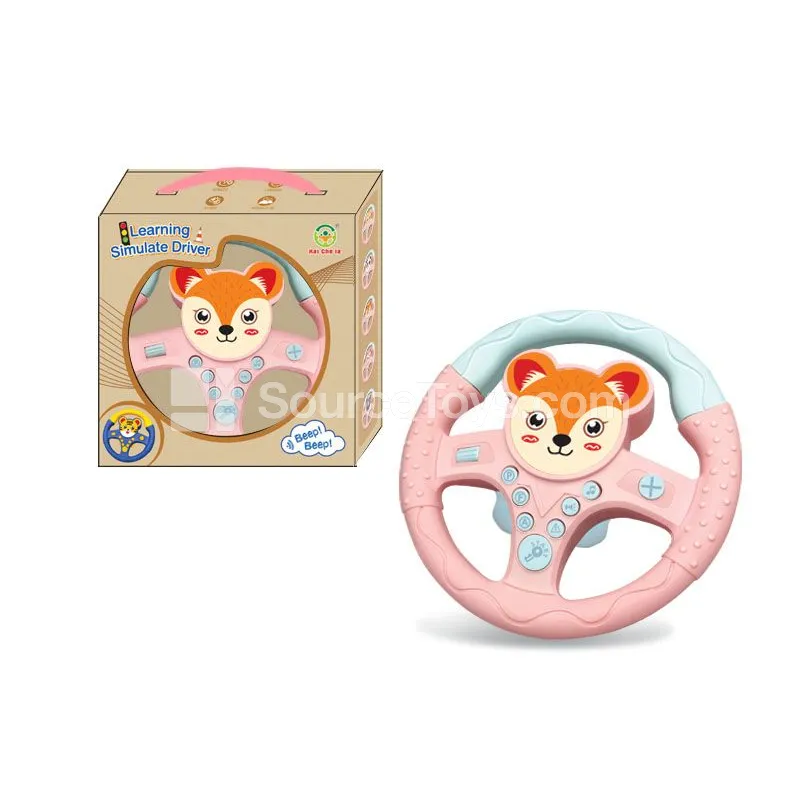 Cartoon Fox Pink Steering Wheel Toy 360° Rotation Cartoon Fox Pink Steering Wheel Toy 360° Rotation