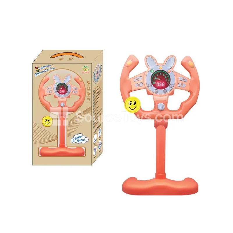 Steering Wheel Racing Toy with Digital Simulation, 360° Rotation (Pomelo Pink)
