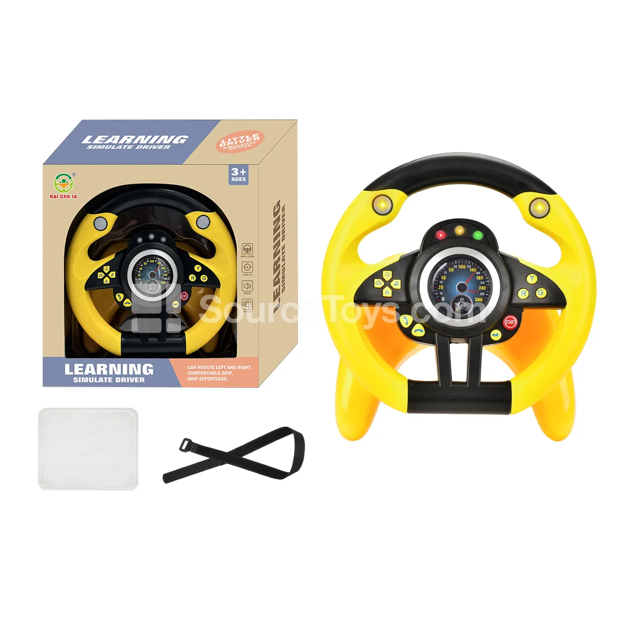 Steering Wheel Toy 360° Rotation Yellow U-Shape Base Steering Wheel Toy 360° Rotation Yellow U-Shape Base