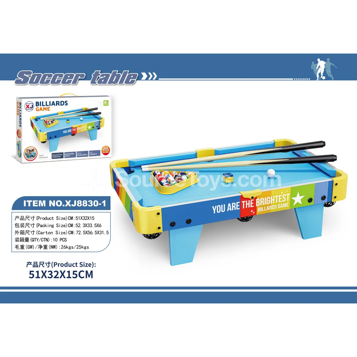 XJ8830-1 Tabletop Pool Table with Cues and Balls