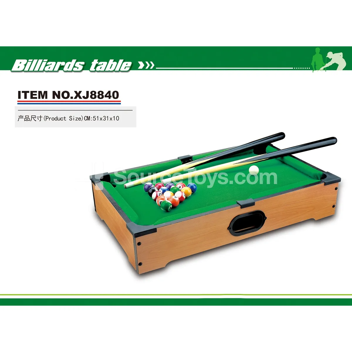 XJ8840 Tabletop Pool Table with Cues and Balls
