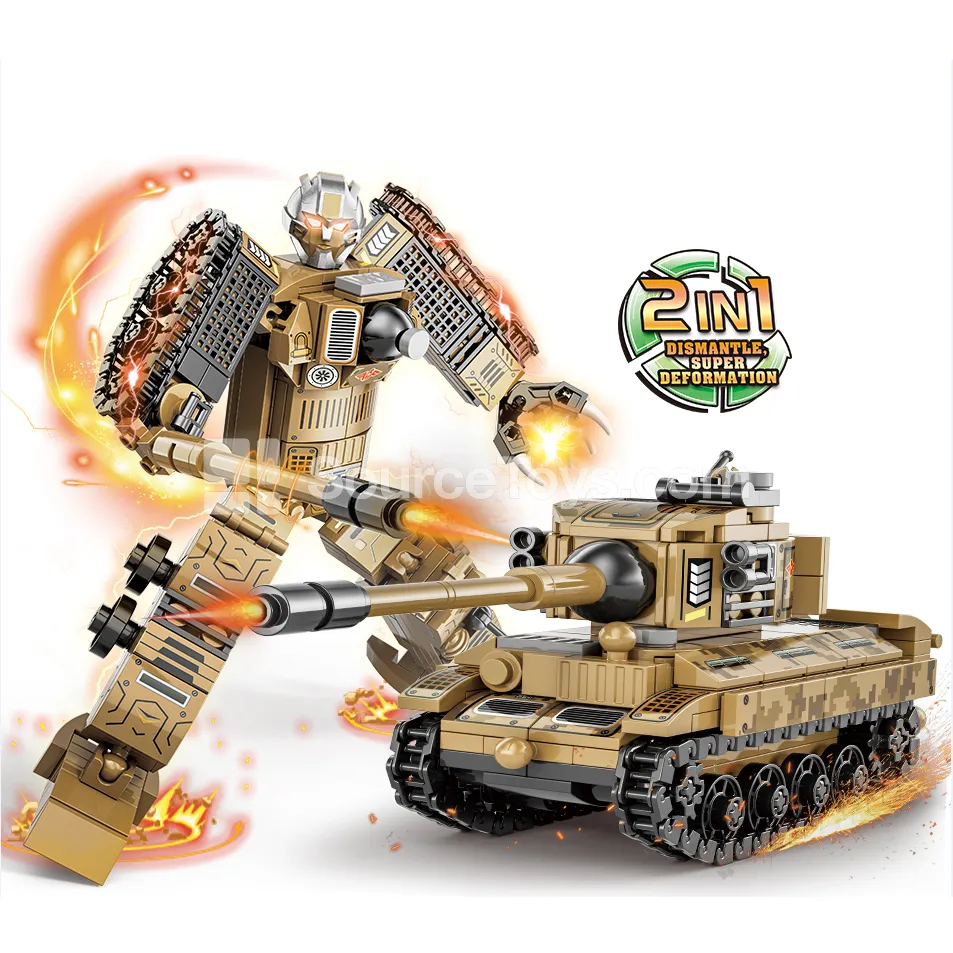 XJ-842B Desert Brown 2-in-1 Tank Robot Building Blocks XJ-842B Desert Brown 2-in-1 Tank Robot Building Blocks