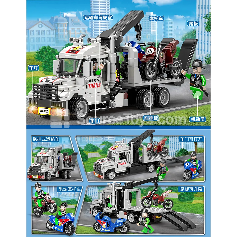 XJ-849F Motorcycle Transporter Truck Building Blocks XJ-849F Motorcycle Transporter Truck Building Blocks