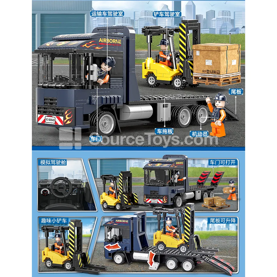 XJ-849D Flatbed Truck with Forklift Building Blocks XJ-849D Flatbed Truck with Forklift Building Blocks