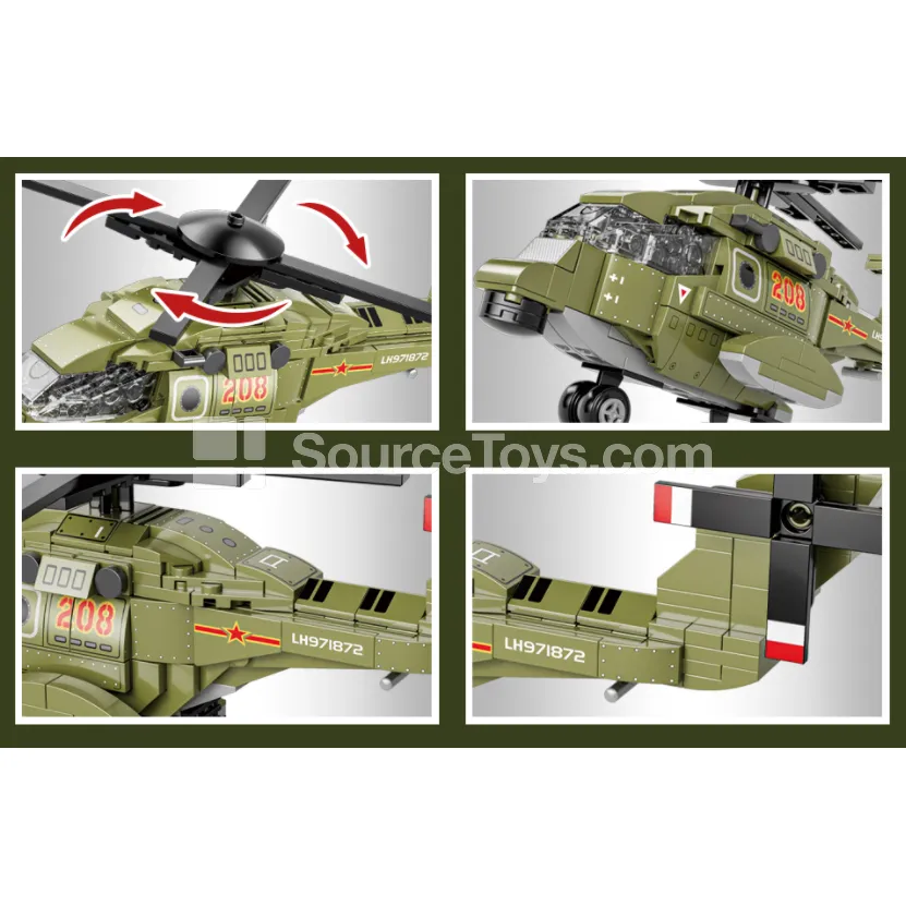 XJ-921D Z18 Military Helicopter Building Blocks
