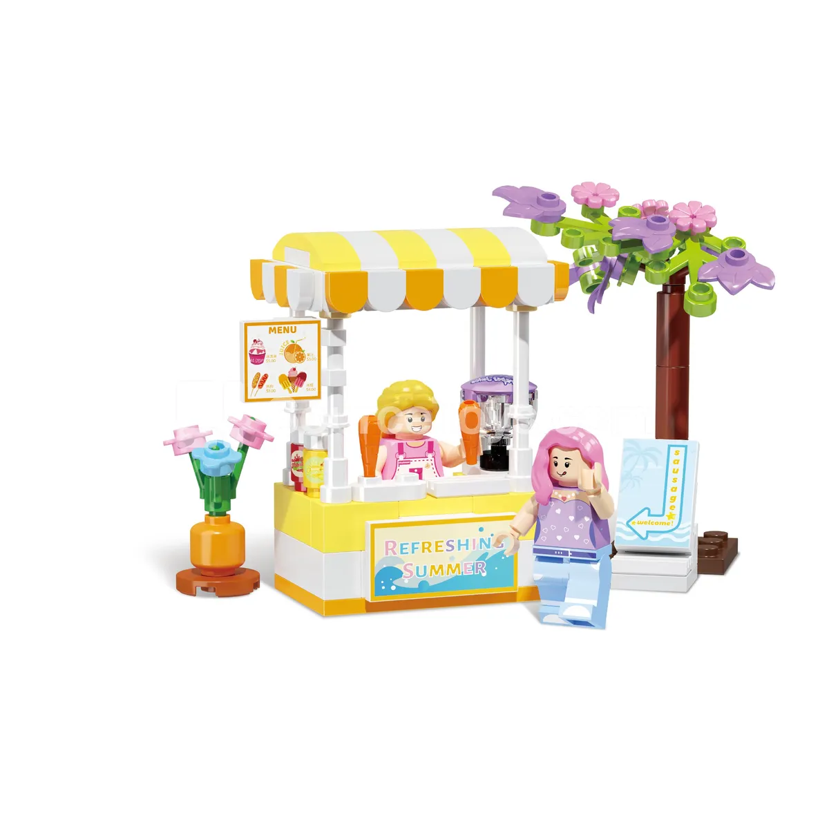 XJ-9101 Seaside City Drink Stand Building Blocks 4 Styles
