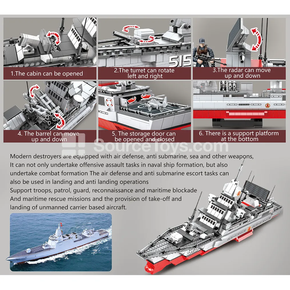 XJ-874 Missile Destroyer Warship Building Blocks
