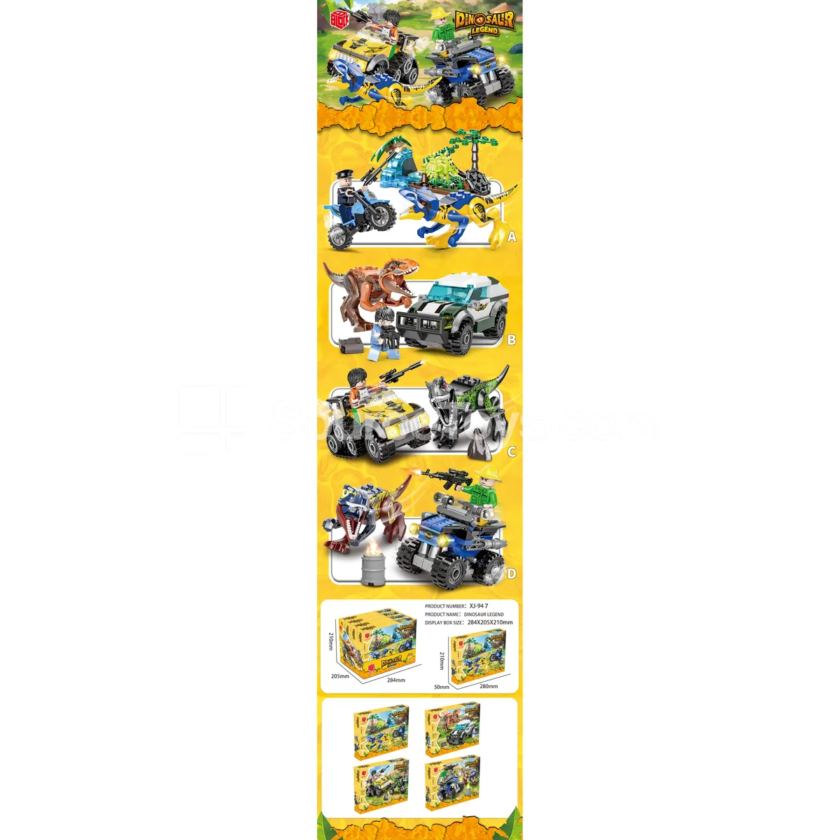 XJ-947 Dinosaur Chase Building Blocks 4 Assorted Styles XJ-947 Dinosaur Chase Building Blocks 4 Assorted Styles