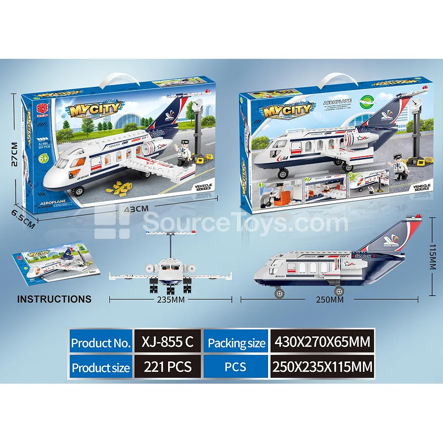 XJ-855C Airliner Building Blocks with Boarding Stairs XJ-855C Airliner Building Blocks with Boarding Stairs