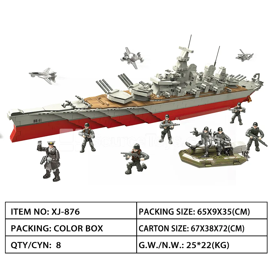 XJ-876 BB-61 Battleship Building Blocks with Soldier Figures XJ-876 BB-61 Battleship Building Blocks with Soldier Figures