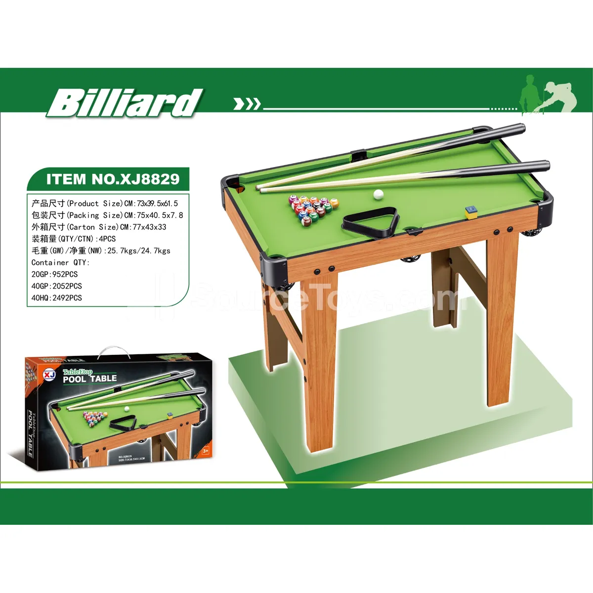 XJ8829 Tabletop Pool Table with Wooden Legs 73x39.5x61.5CM XJ8829 Tabletop Pool Table with Wooden Legs 73x39.5x61.5CM