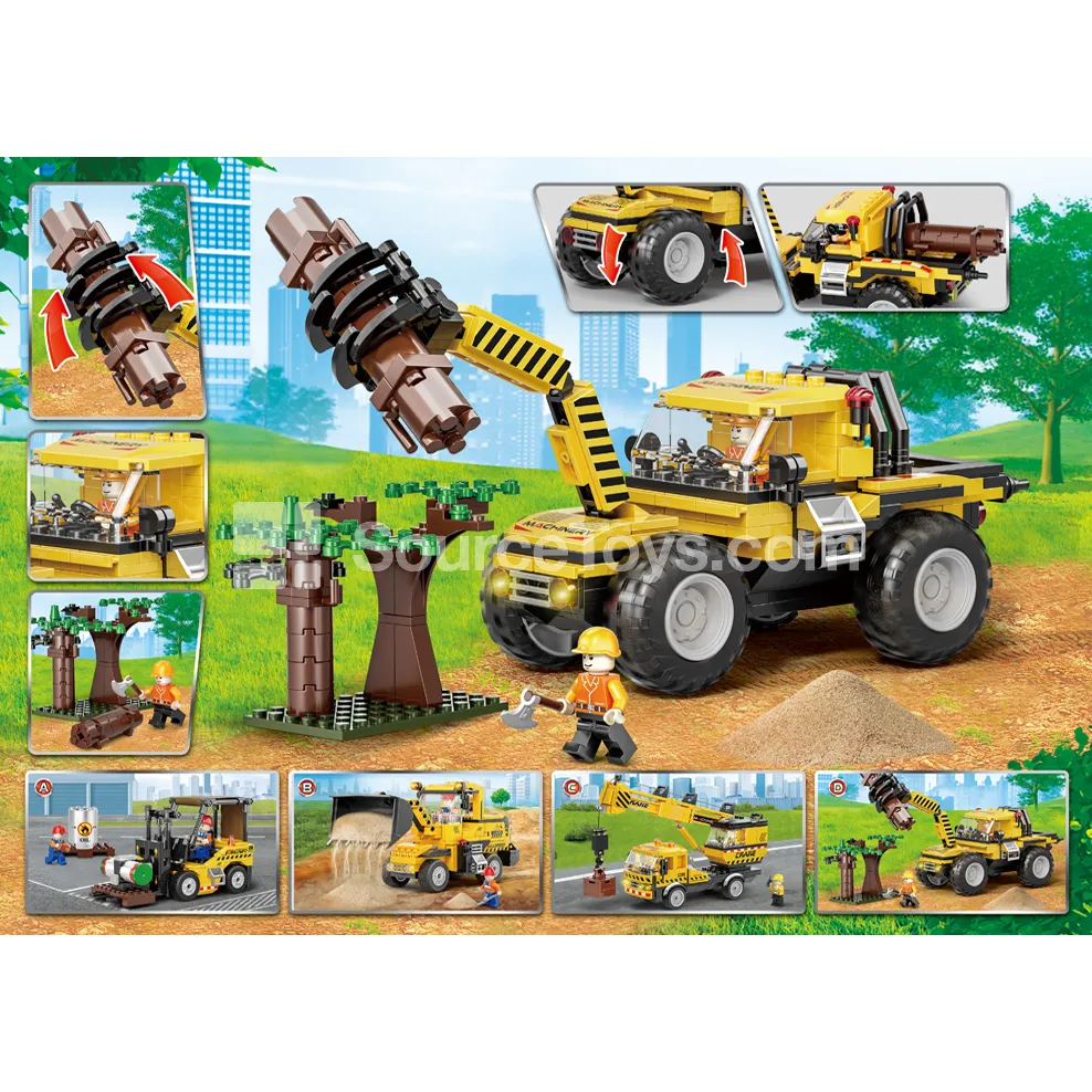 XJ-847D Log Grapple Truck Building Blocks with Figure