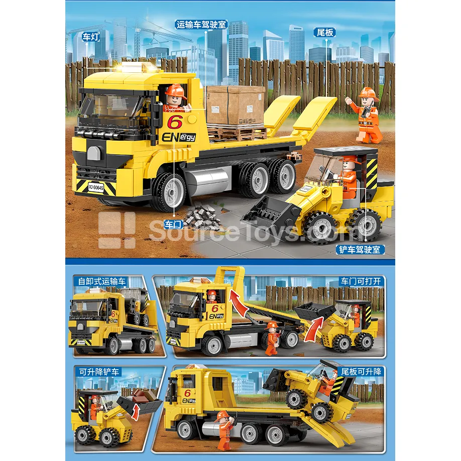 XJ-849C Flatbed Transport Truck with Loader Building Blocks XJ-849C Flatbed Transport Truck with Loader Building Blocks