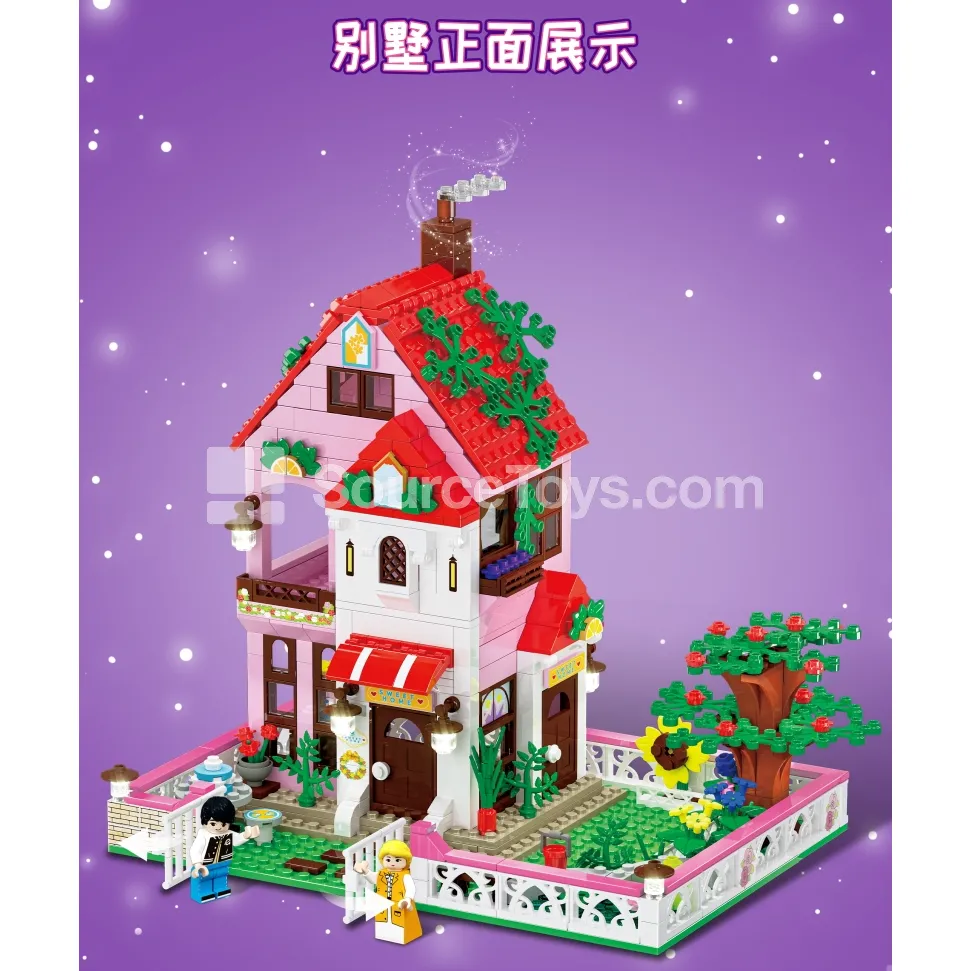 XJ-1970B Garden Villa House Building Blocks with Figures
