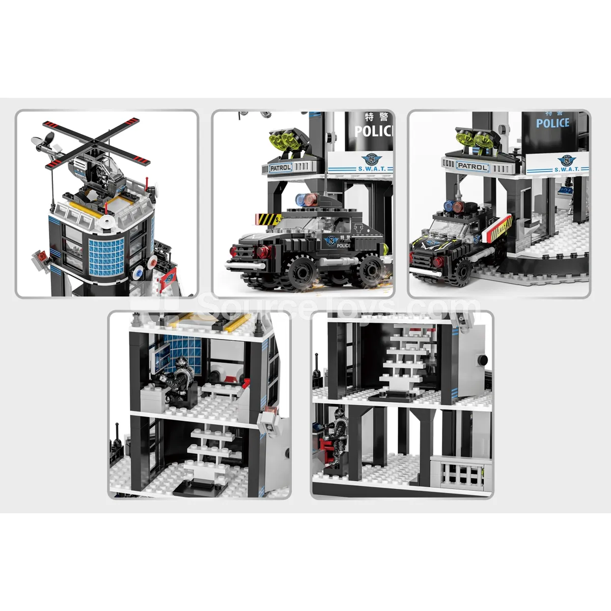 XJ-6400 SWAT Police Station Building Blocks with Helicopter