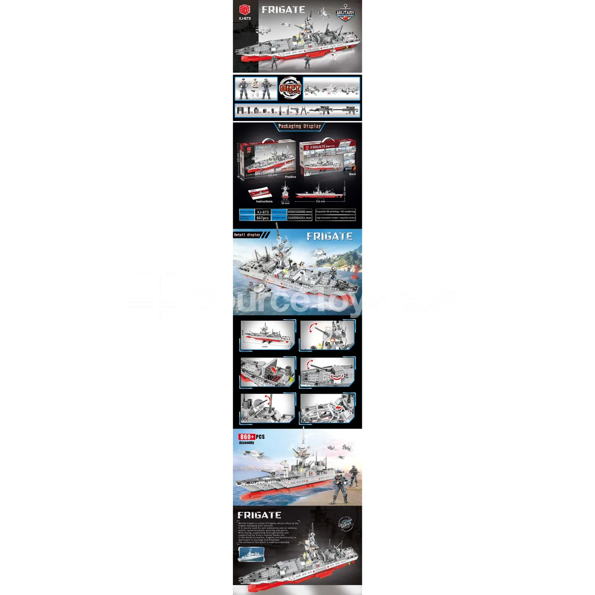 XJ-873 Missile Frigate Warship Building Blocks XJ-873 Missile Frigate Warship Building Blocks