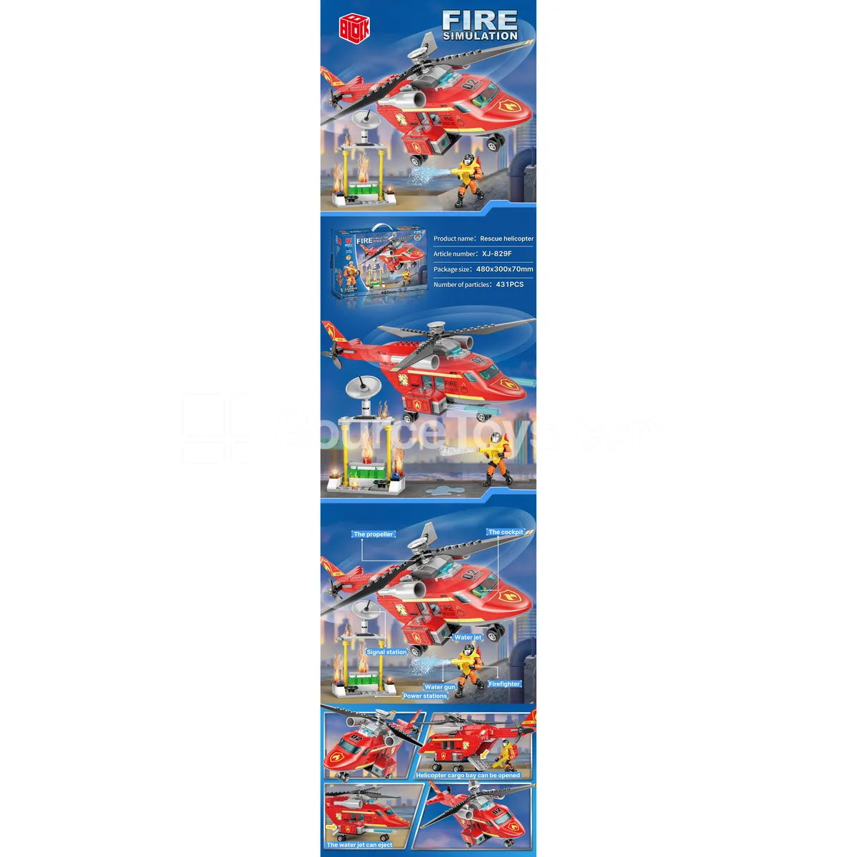 XJ-829F Fire Rescue Helicopter Building Blocks XJ-829F Fire Rescue Helicopter Building Blocks