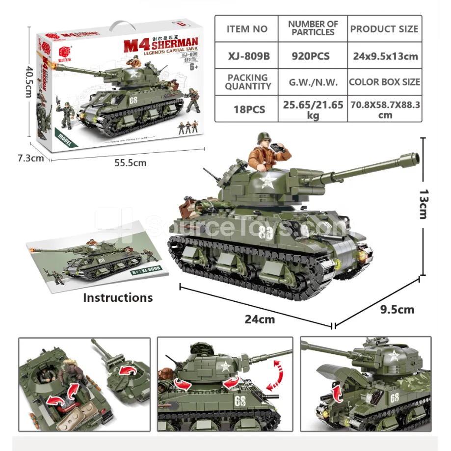 XJ-809B M4 Sherman Tank Building Blocks XJ-809B M4 Sherman Tank Building Blocks