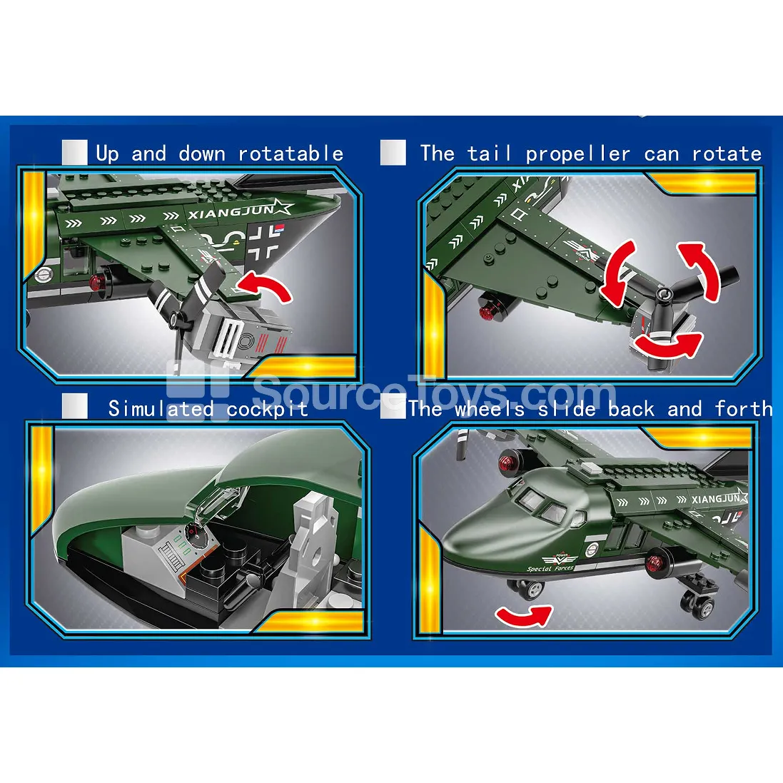 XJ-866C Green Tiltrotor Transport Aircraft Building Blocks XJ-866C Green Tiltrotor Transport Aircraft Building Blocks