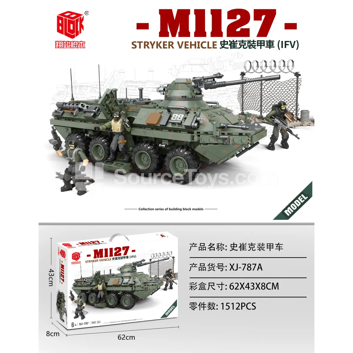 XJ-787A M1127 Armored Fighting Vehicle Building Blocks XJ-787A M1127 Armored Fighting Vehicle Building Blocks