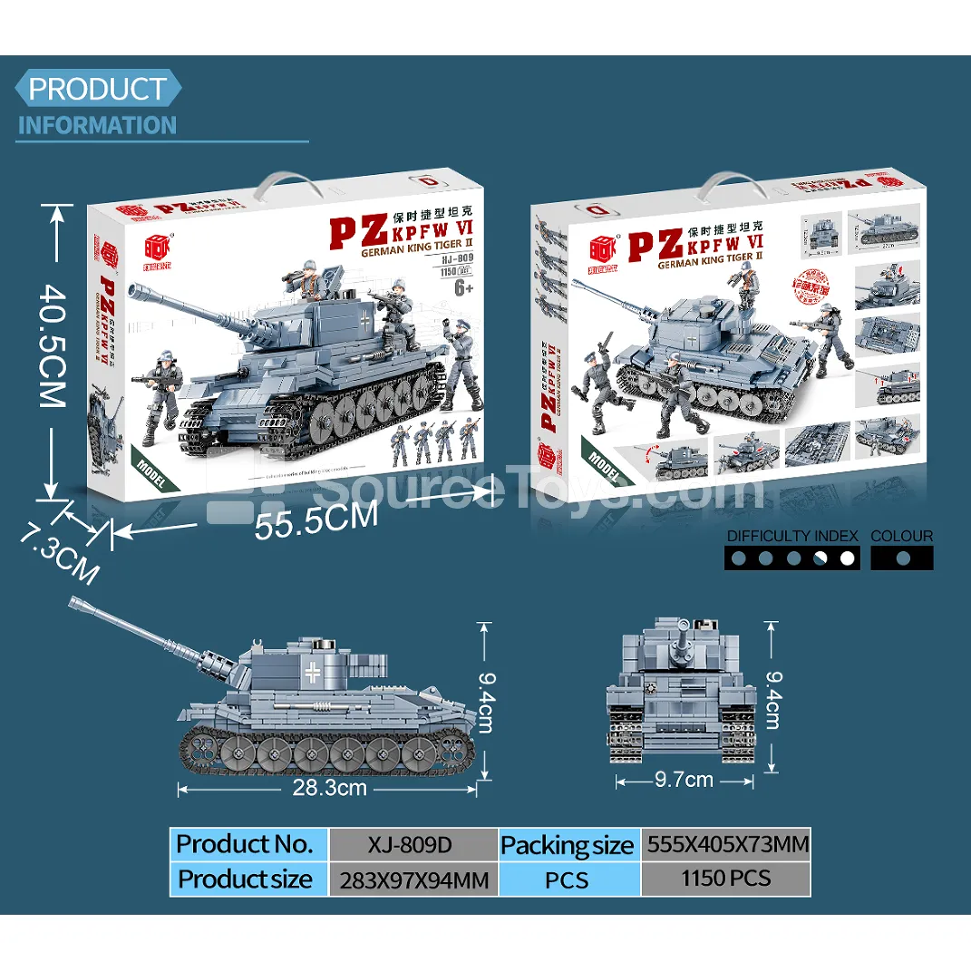 XJ-809D King Tiger Heavy Tank Building Blocks 1150 PCS XJ-809D King Tiger Heavy Tank Building Blocks 1150 PCS