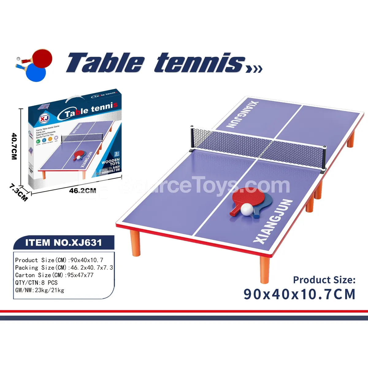 XJ631 Wooden Mini Table Tennis Table 90x40CM Set XJ631 Wooden Mini Table Tennis Table 90x40CM Set