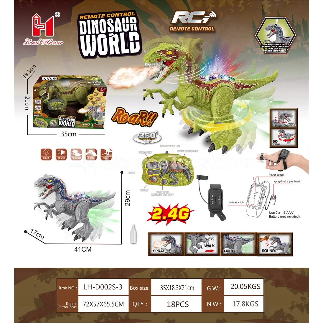 2.4G Remote Control Velociraptor (Dual Control)