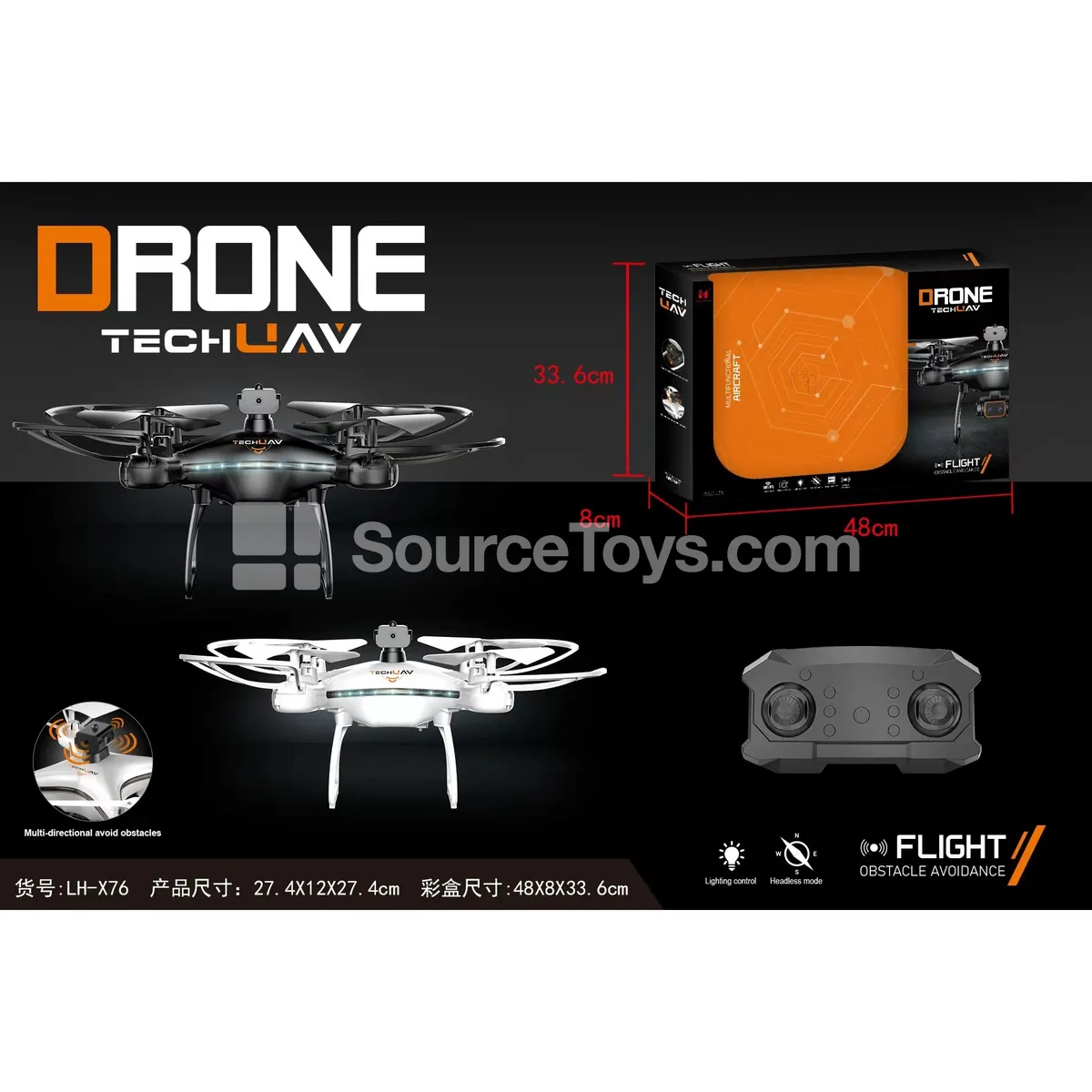 Colorful LED Drone with Obstacle Avoidance