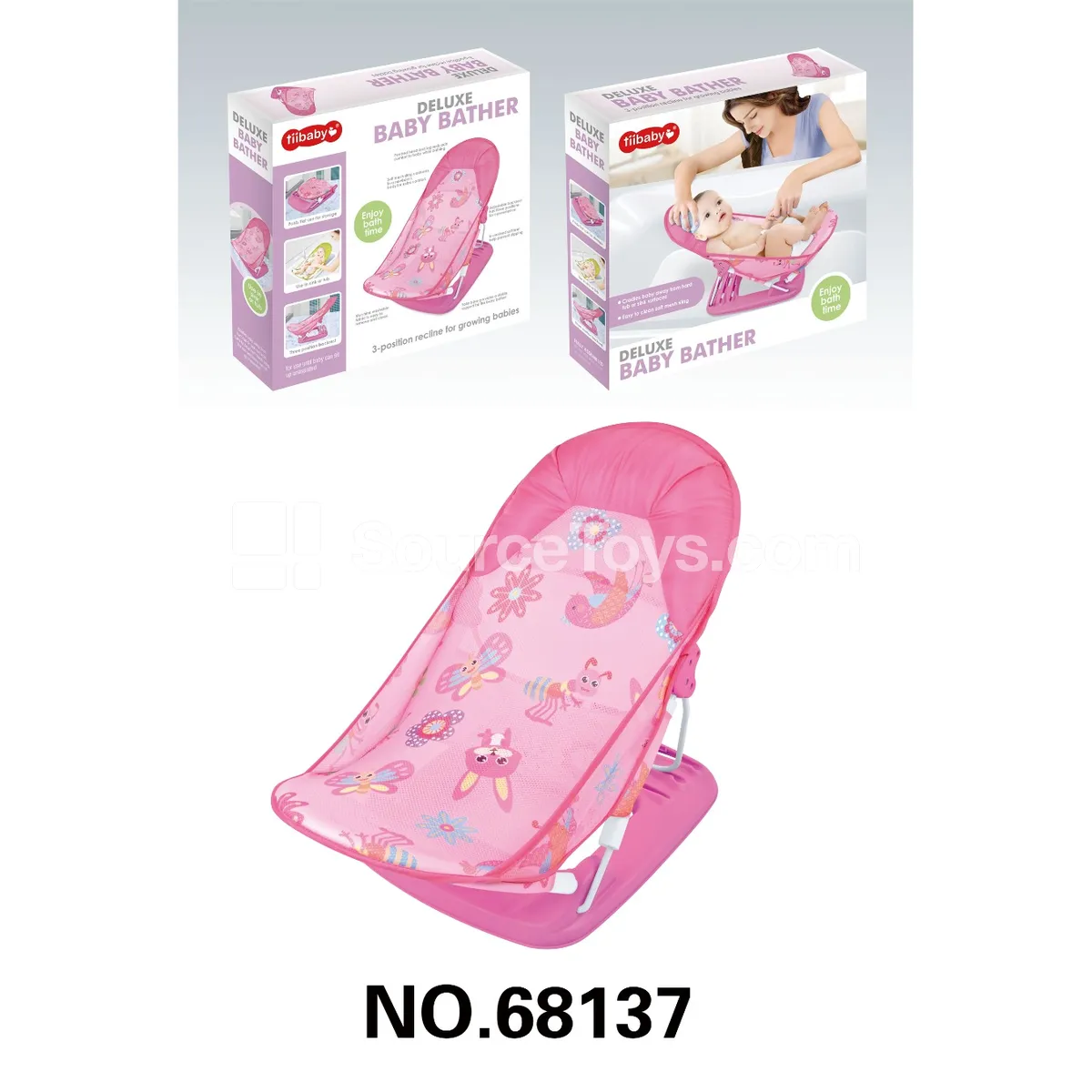 Pink Baby Bath Seat with Pillow Pink Baby Bath Seat with Pillow