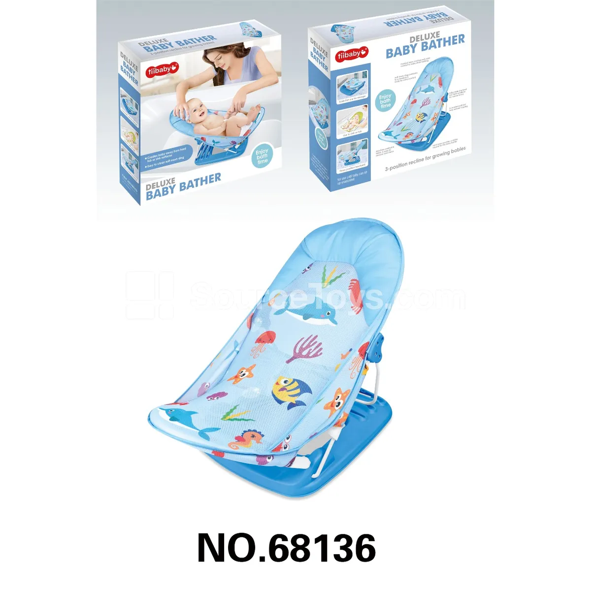 Baby Bath Seat with Pillow / Blue Baby Bath Seat with Pillow / Blue