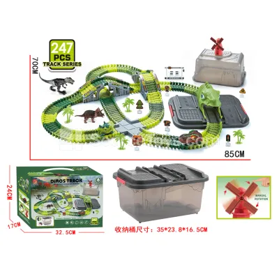 Dinosaur Track Car Set with Storage Bucket (2 Cars)