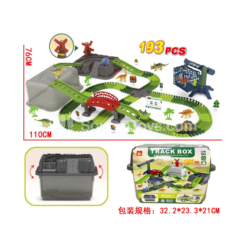 Dinosaur Track Set in Storage Bucket (3 Vehicles Included)