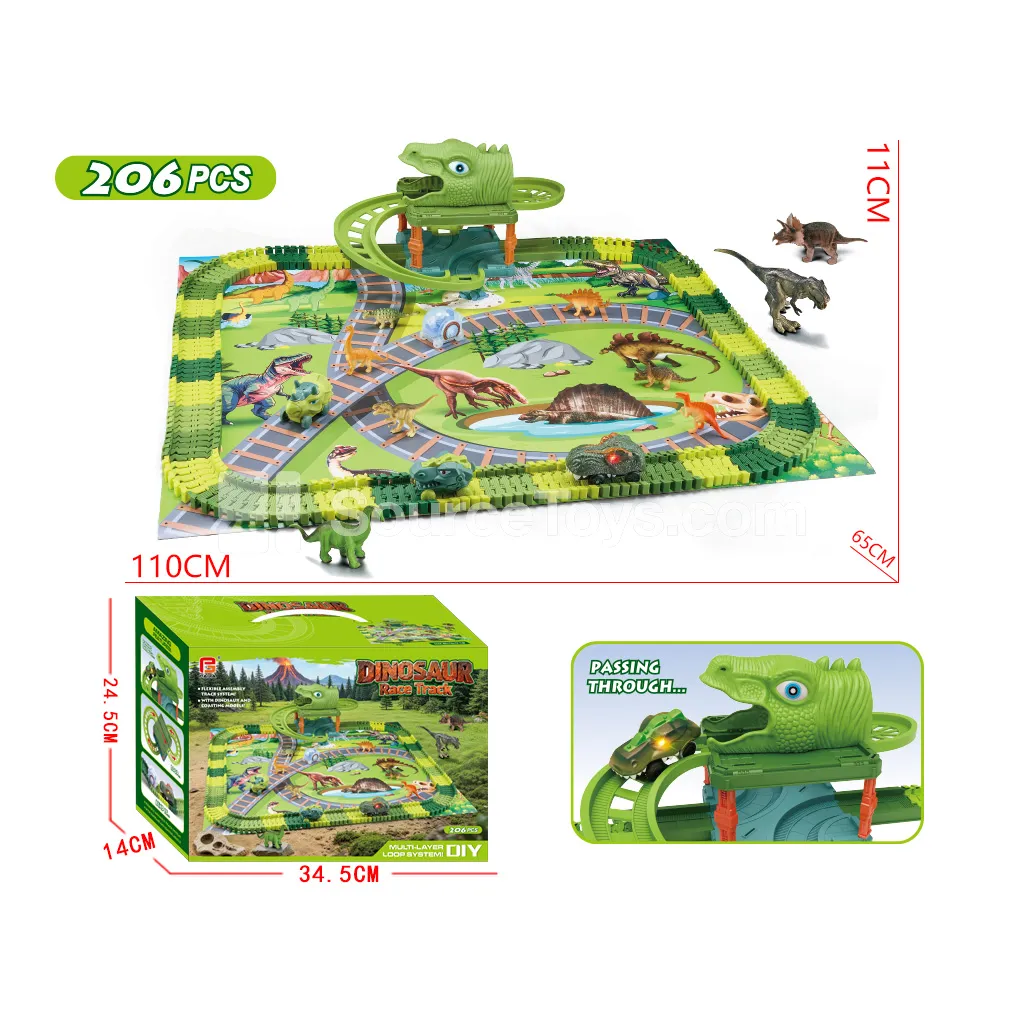 Dinosaur Track Set with Electric Parking Lot and Mat
