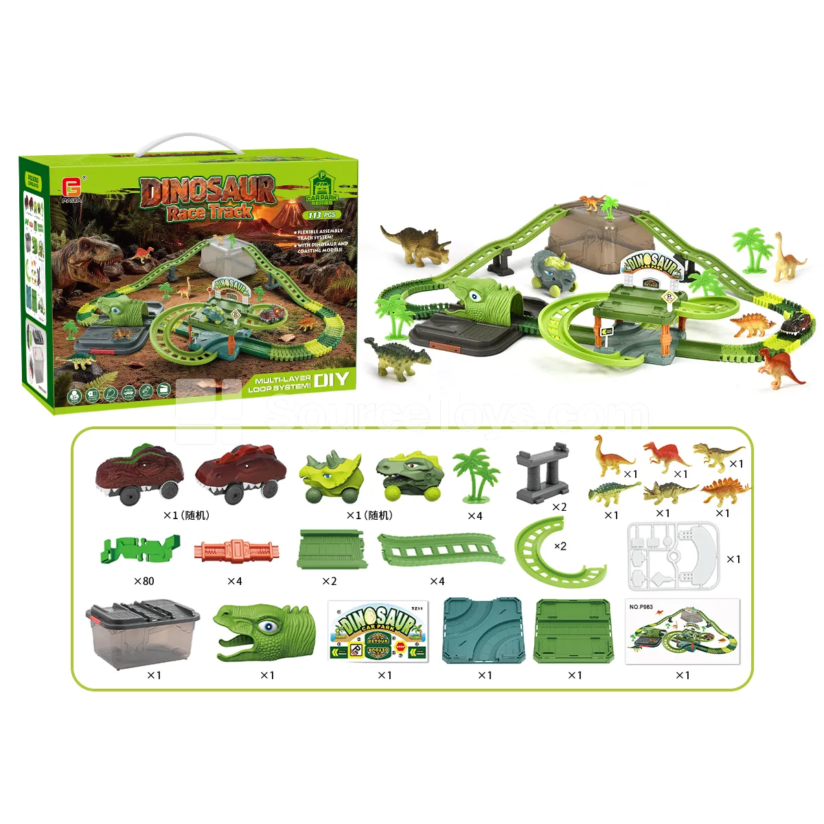Dinosaur Electric Track Parking Storage Barrel Dinosaur Electric Track Parking Storage Barrel