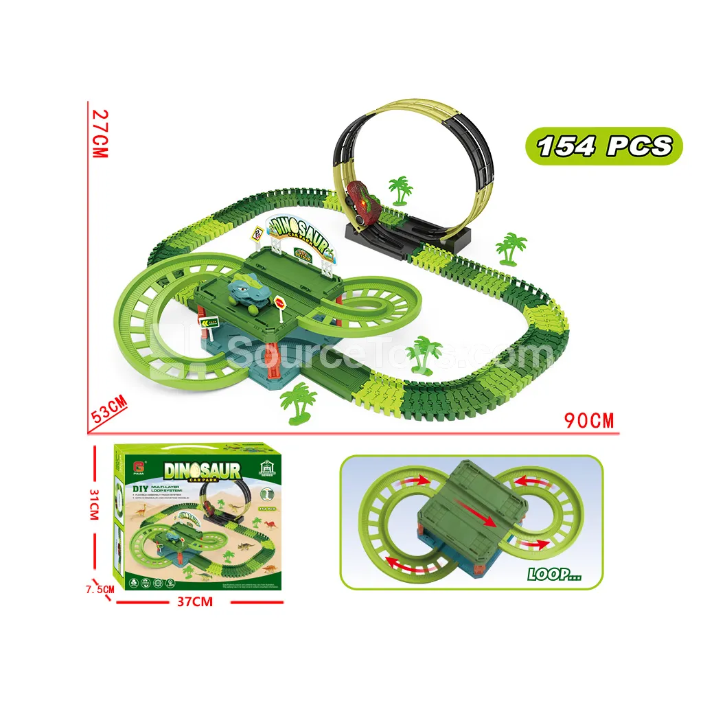 Electric Dinosaur Track Set with 360º Climbing Parking Lot