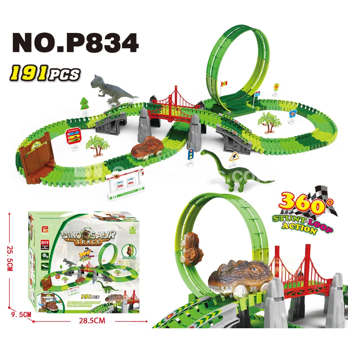 Electric Dinosaur Track Roller Coaster 191PCS