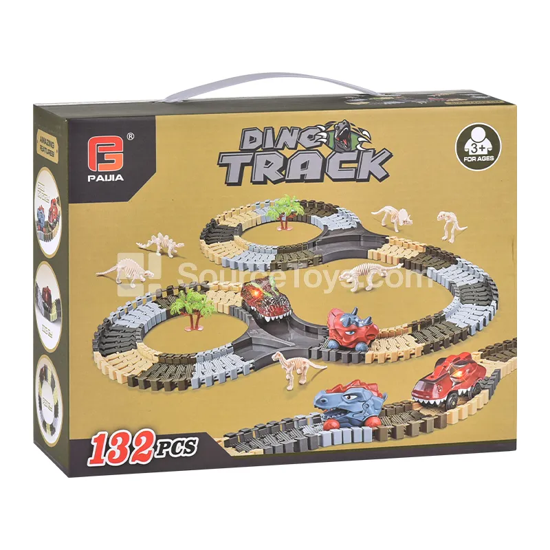 Electric Skeleton Dinosaur Track Car Set with Assembly Track 132 Pcs Electric Skeleton Dinosaur Track Car Set with Assembly Track 132 Pcs